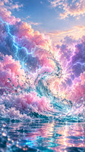 Cotton Candy Storm pastel lightning and water wallpaper preview