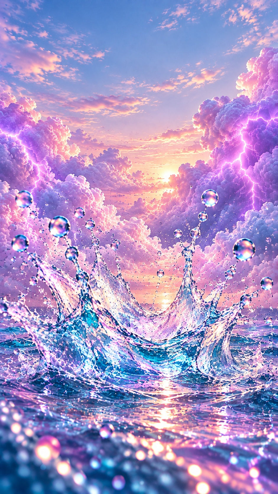 Lilac Thunder pastel lightning and water wallpaper preview