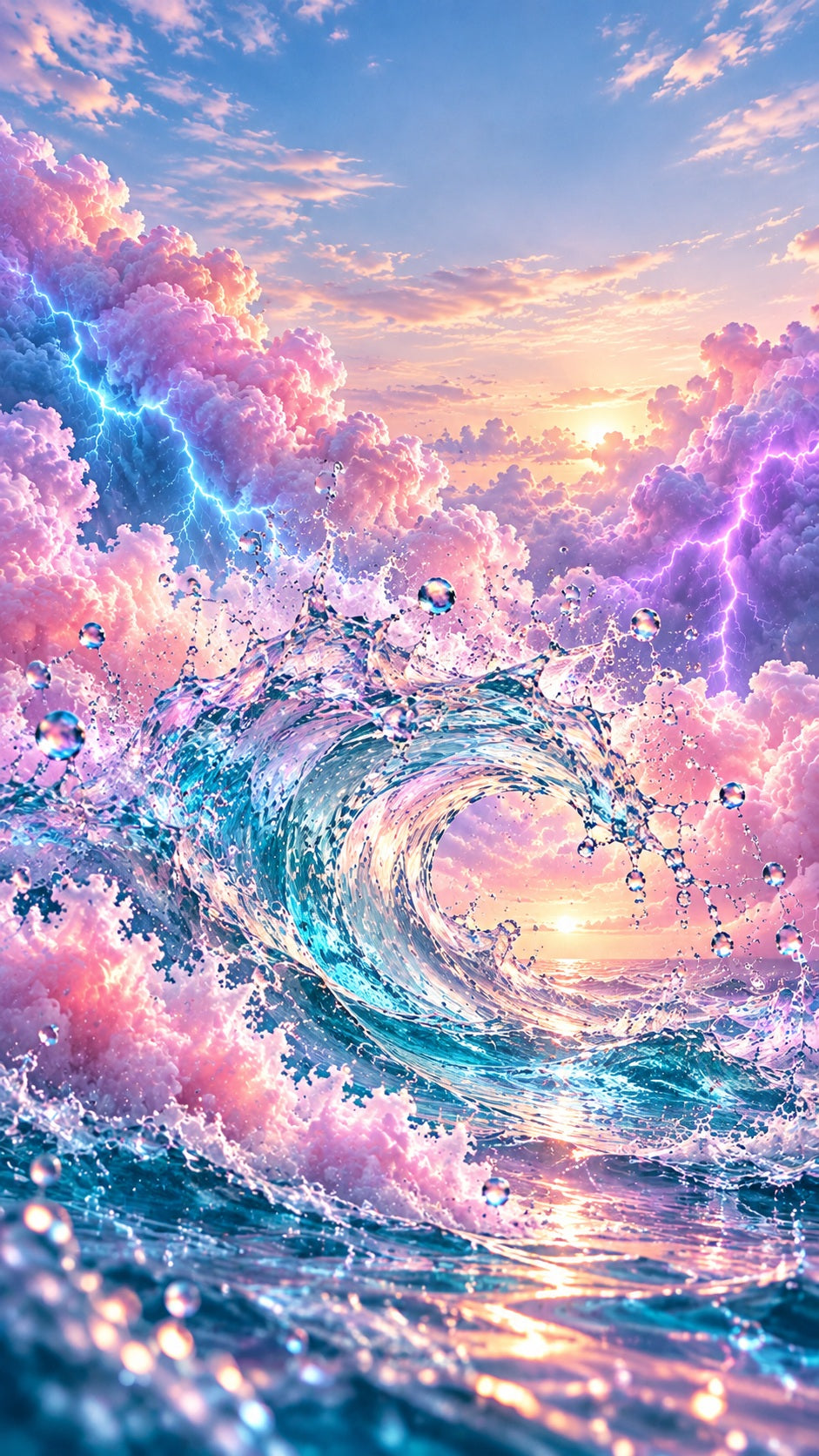Blue Sugar Wave pastel lightning and water wallpaper preview