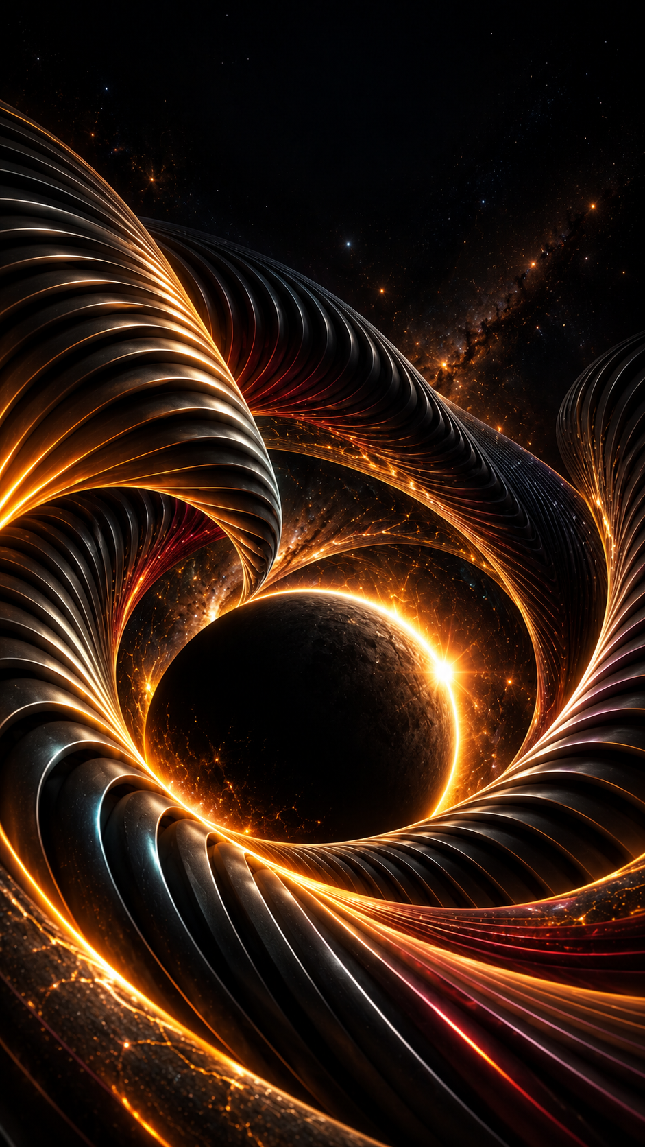 Amber Eclipse — Cosmic Rift phone wallpaper