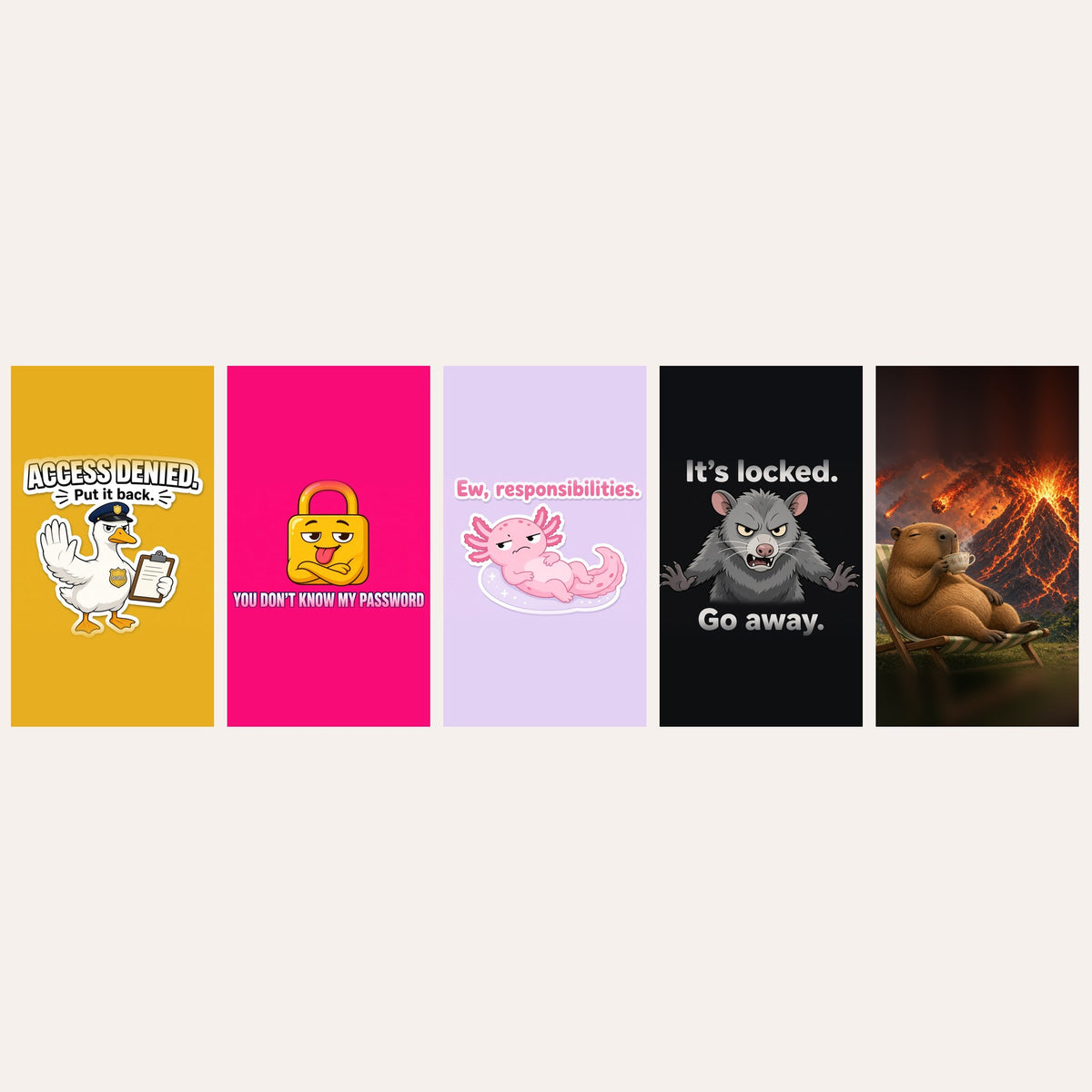 Attitude Pack 1 — 5 Funny Lock Screens