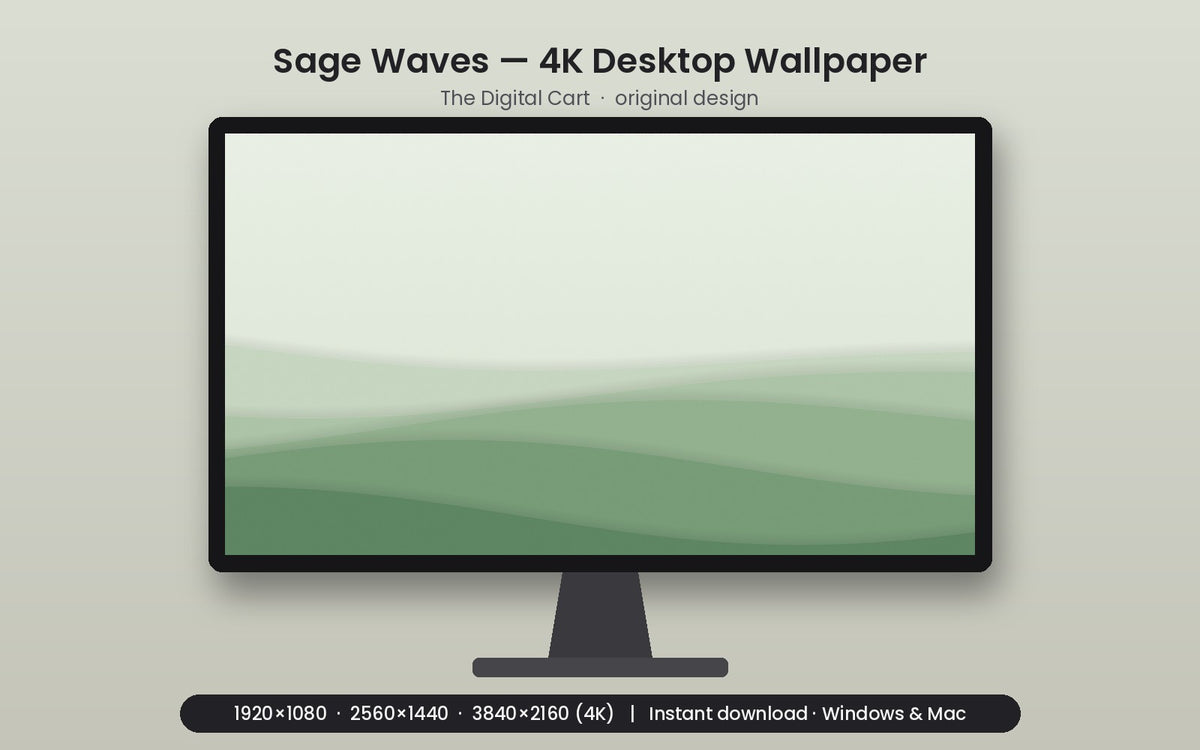 Sage Waves — Desktop Wallpaper (4K) — artwork preview