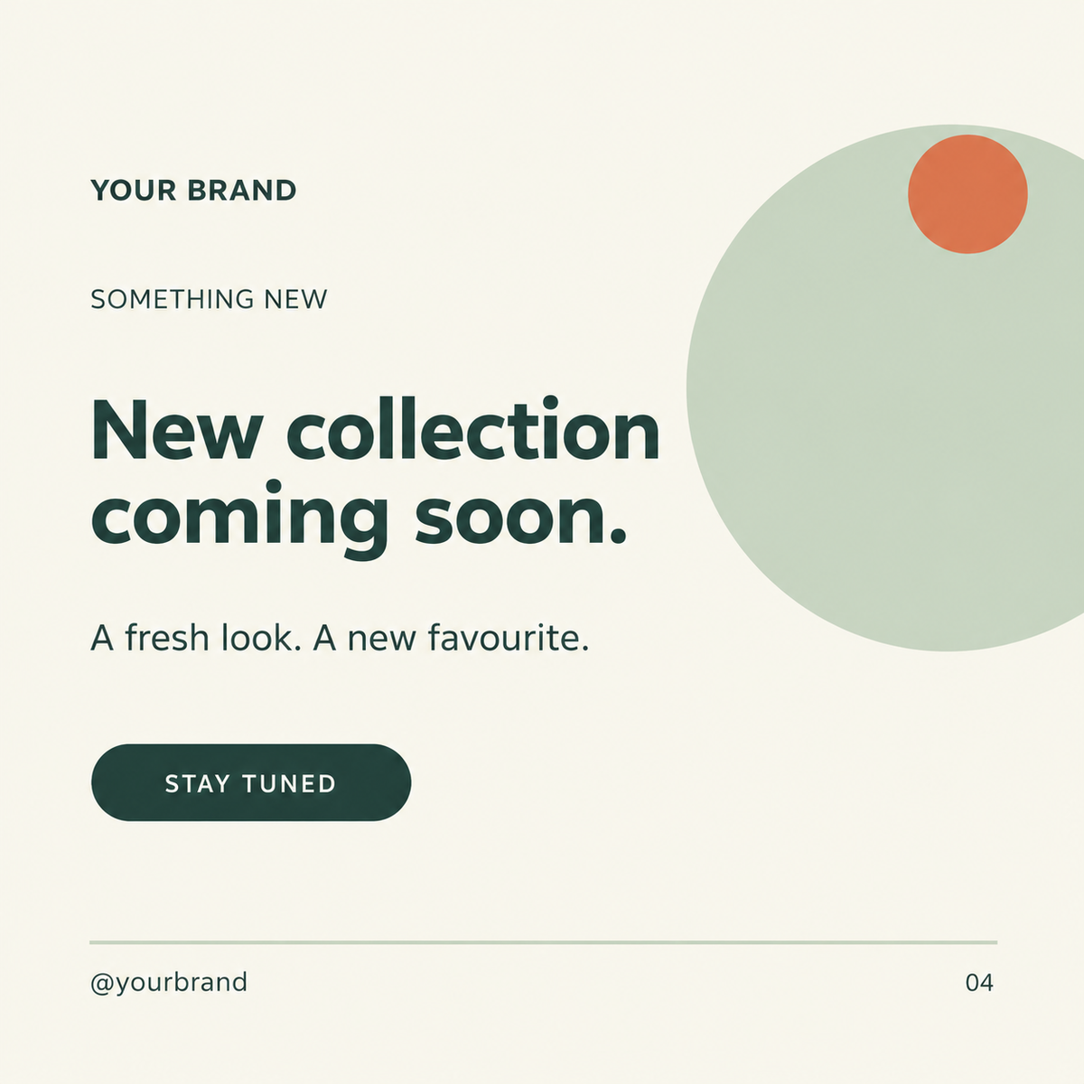 Clean Brand layout 04 sample post with customizable brand name, launch headline, call to action and handle