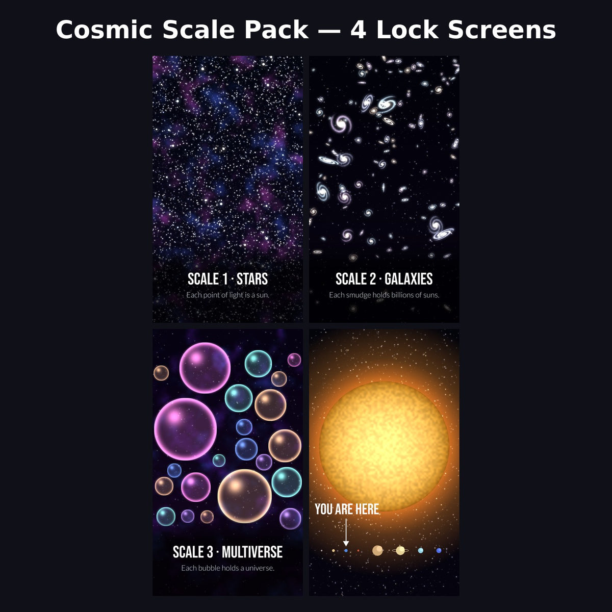 Cosmic Scale Pack — 4 Lock Screens