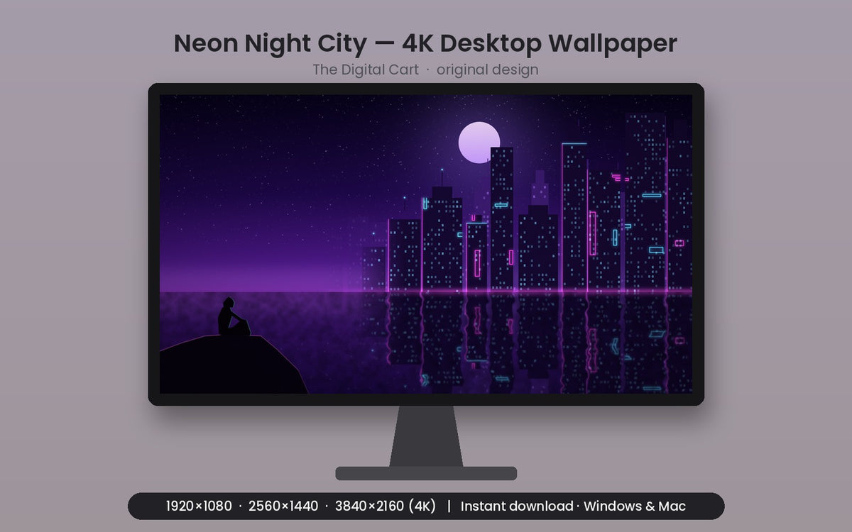 Neon Night City — Desktop Wallpaper (4K) — artwork preview