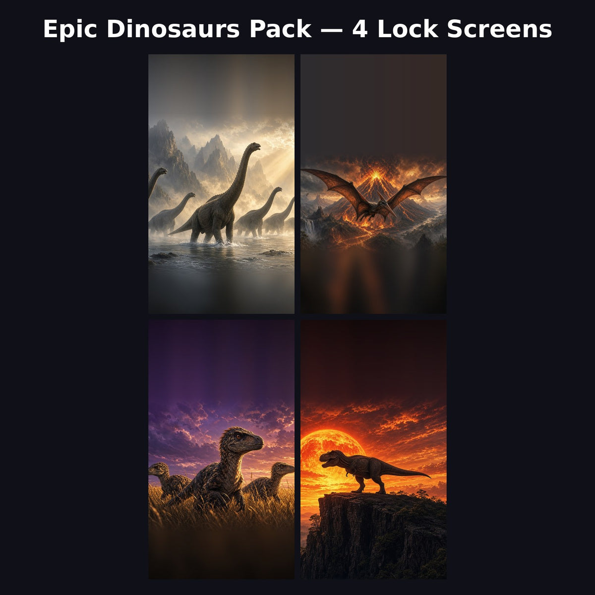 Epic Dinosaurs Pack — 4 Lock Screens