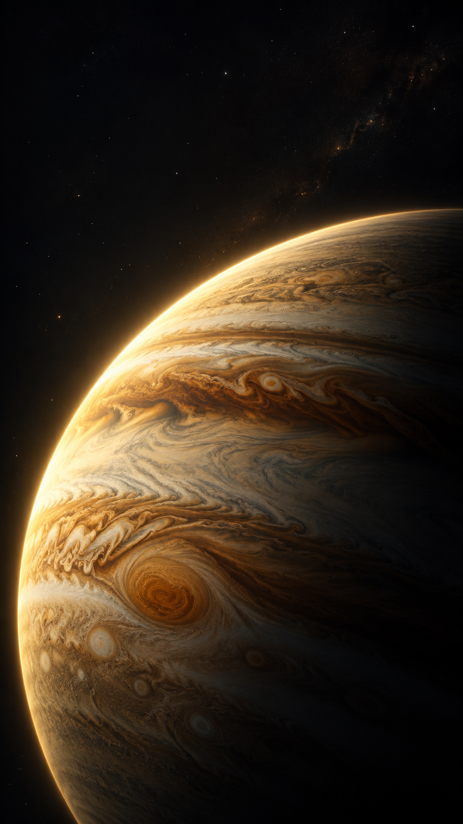 Planetfall Jupiter — 4 Phone Wallpapers: Golden Crescent static phone wallpaper