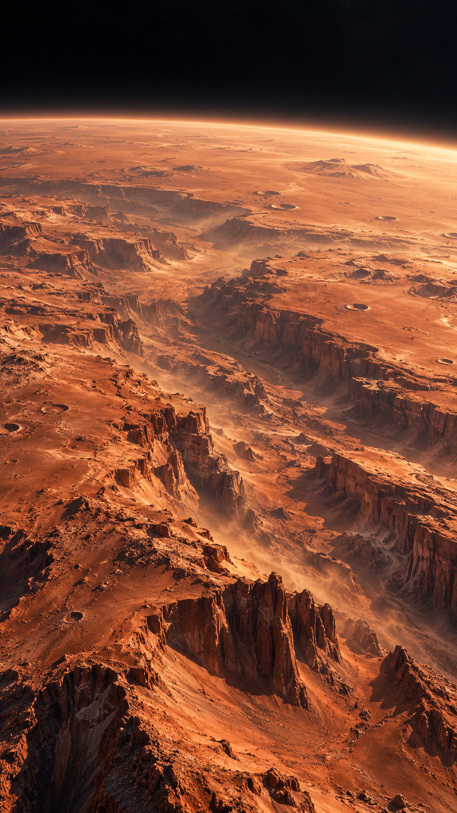 Planetfall Mars — 4 Phone Wallpapers: Canyon Orbit static phone wallpaper