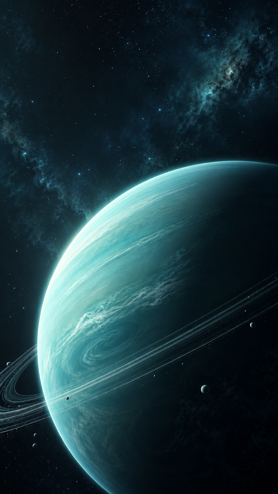 Planetfall Uranus — 4 Phone Wallpapers: Mint Crescent static phone wallpaper