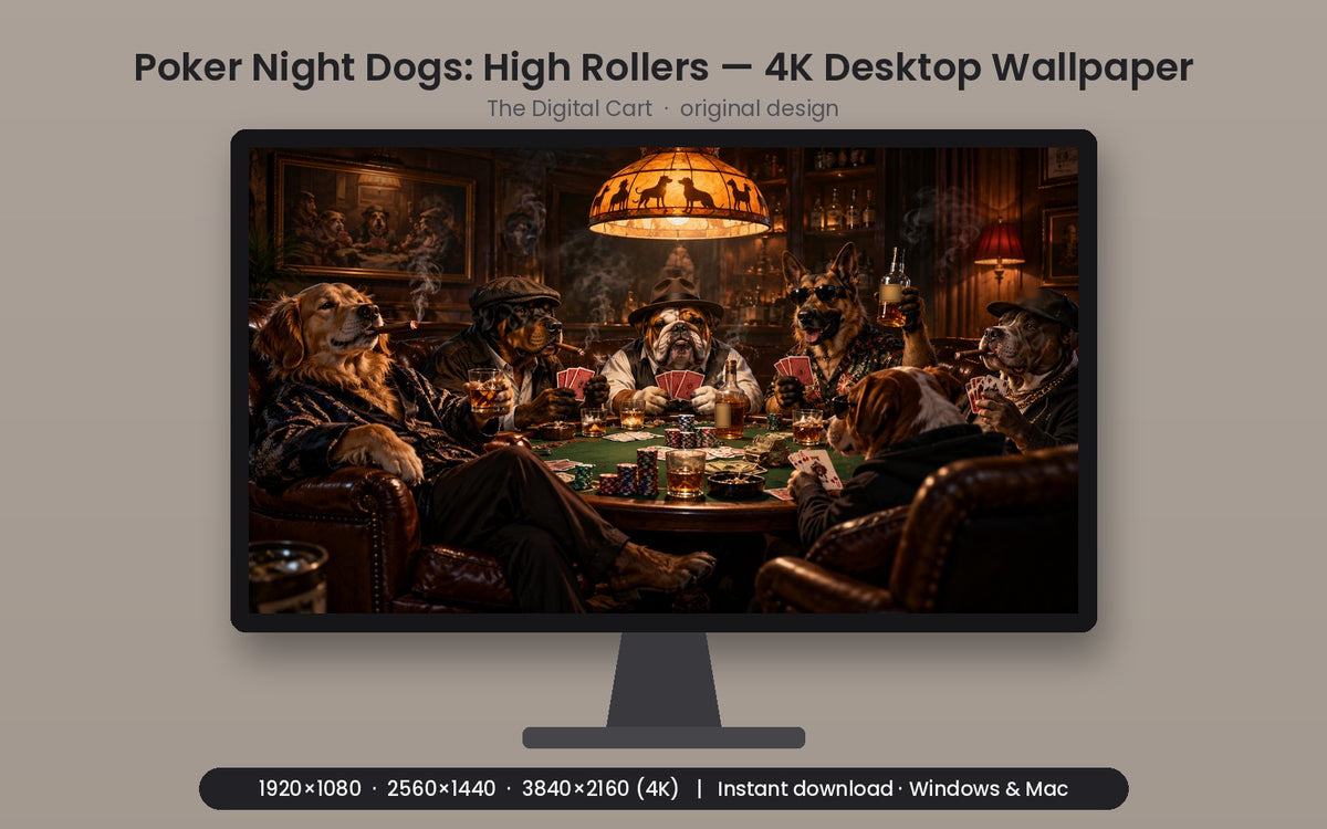 Poker Night Dogs: High Rollers — Desktop Wallpaper (4K) — artwork preview