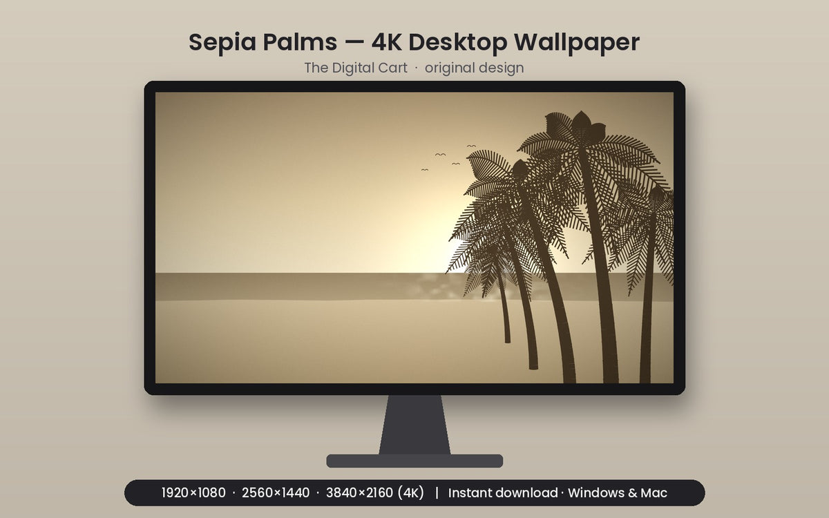 Sepia Palms — Desktop Wallpaper (4K) — artwork preview