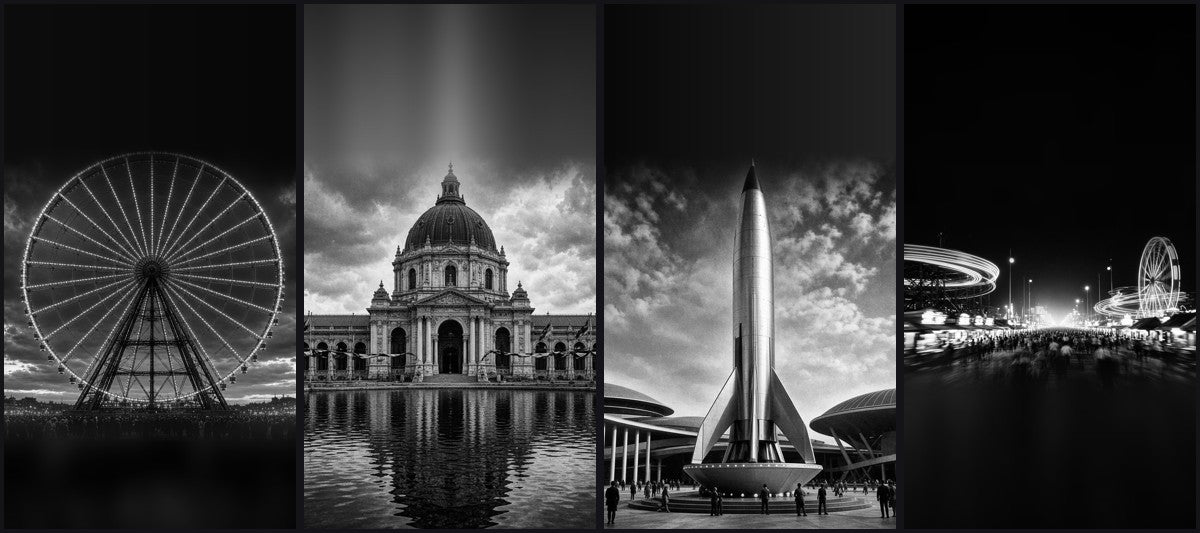 World's Fair Vintage B&W Pack — 4 Lock Screens